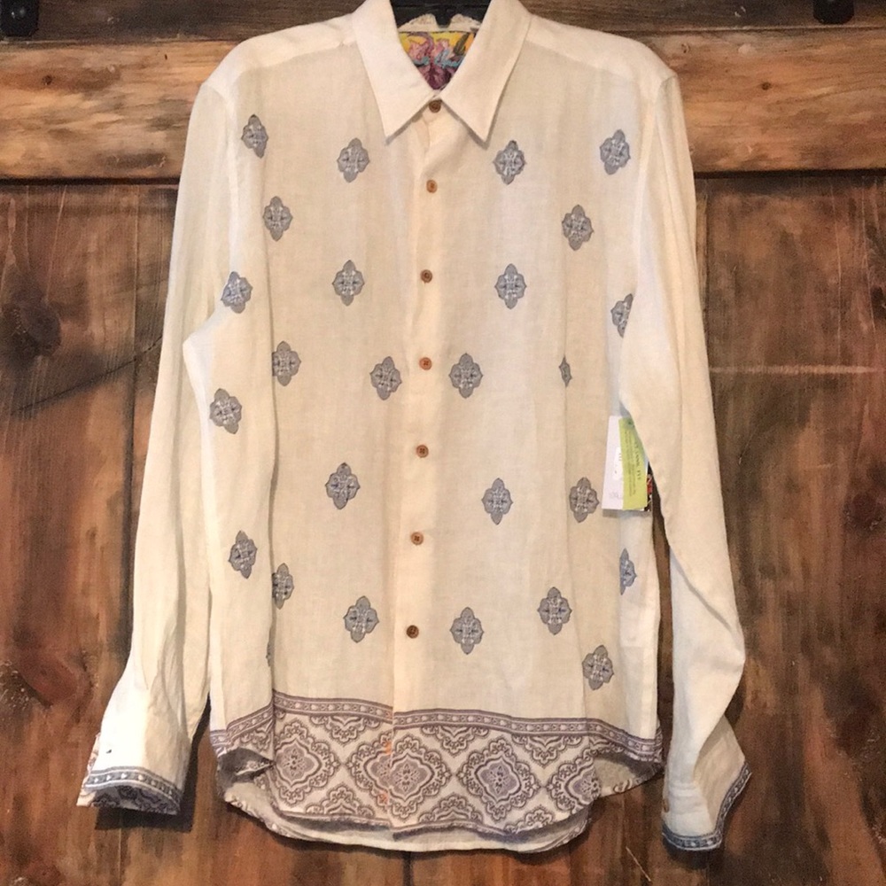 NWT Robert Graham Men’s linen button down shirt